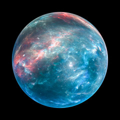 Obraz premium Kolorowa egzoplaneta na czarno