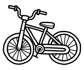 small bicycle / cartoon vector and illustration, black and white, hand drawn, sketch style, isolated on white background.