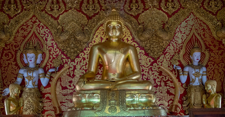 Fototapeta na wymiar Statues at Wat Bupparam Buddhist Temple in Chiang Mai Thailand