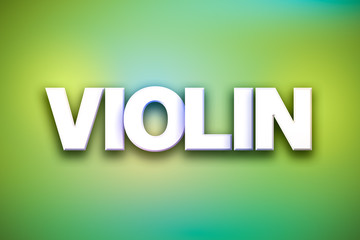 Violin Theme Word Art on Colorful Background