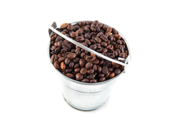 coffee beans in a bucket
