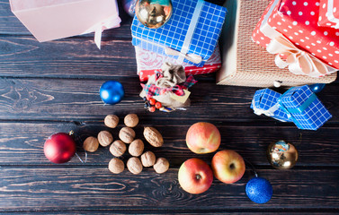 Christmas decoration on wood desk