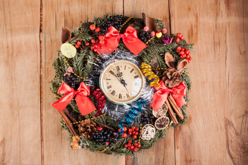 Christmas decoration on wood desk