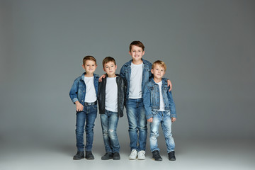 Fototapeta premium Young boys posing at studio