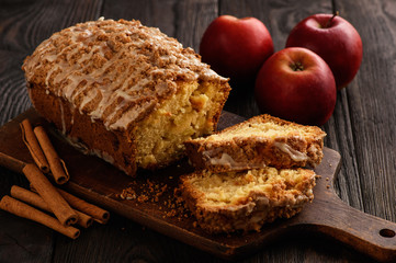 Fototapeta na wymiar Homemade loaf of apple bread.