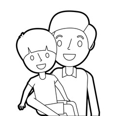 portrait dad carrying her son vector illustration