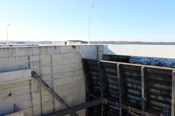 The Alqueva Dam, an arch dam in the River Guadiana, on the Alentejo region in south of Portugal
