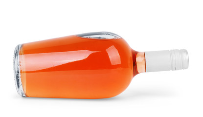 Bottle of alcoholic drink on a white background