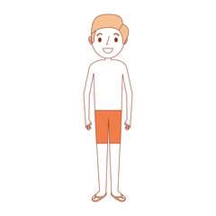 young dad wearing swimsuit and sandals vector illustration