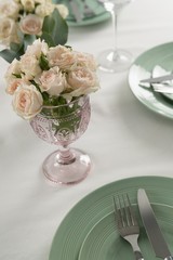 Plate and cutlery set elegantly on a table