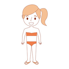 cute happy girl kid wearing swimsuit vector illustration