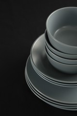 Dining plates set on black theme table