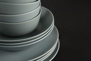Dining plates set on black theme table