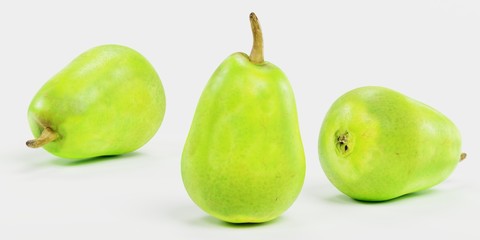 Realistic 3D Render of Green Pear