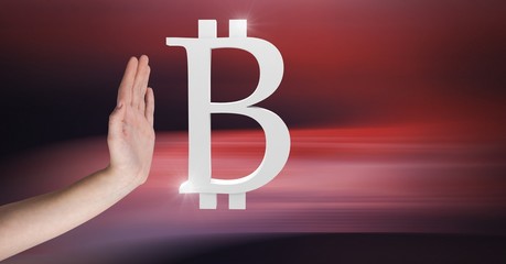 Hand open with bitcoin symbol icon