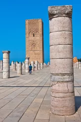 Hassan-Turm, Minarett aus dem 12. Jahrhundert mit Ruinen der größten Moschee der Welt, Rabat, Marokko, Afrika © banepetkovic