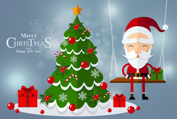 Fototapeta na wymiar Christmas Santa Claus , reindeer and snowmen background in flat style.