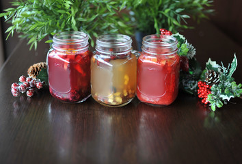 Fruit tea. Tea with forest berries .Christmas.