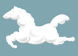 Silhouette of clouds in shape of horse that jumps