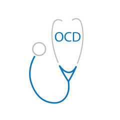 OCD (Obsessive Compulsive Disorder) acronym and stethoscope icon- vector illustration
