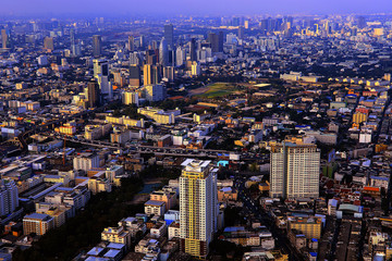 Bangkok cityscape bird eye view,Thailand