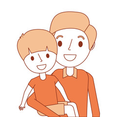 portrait dad carrying her son vector illustration