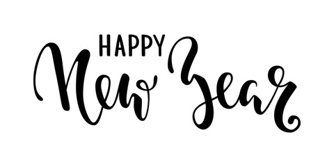 Happy New Year. Hand drawn creative calligraphy, brush pen lettering. design holiday greeting cards and invitations of Merry Christmas and Happy New Year, banner, poster, logo, seasonal holiday
