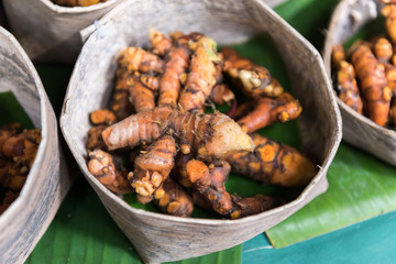 Fresh turmeric in bowl