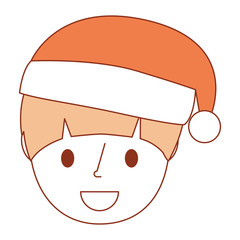 young boy smiling happy wearing christmas hat vector illustration