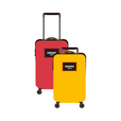 two suitcases luggage travel with handle and wheels vector illustration
