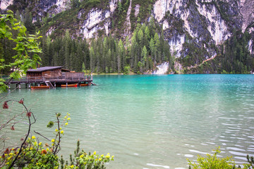 Naklejka premium Lake Braies in Dolomites, Italy