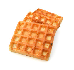 Freshly baked belgium waffles isolated on white background