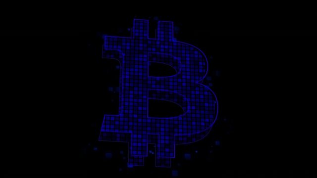 Bitcoin logo, currency sign animation 