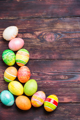 Easter eggs on wooden