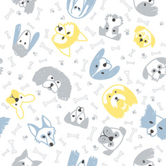 Vector seamless pattern with dogs