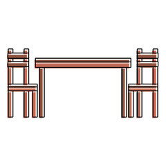 wooden table chair dining furniture empty icon vector illustration