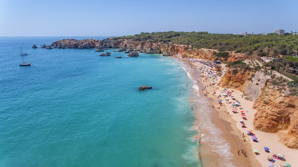 Fototapeta na wymiar Aerial. Tourist beaches of the Portuguese city of Portimao. Shooted by drones