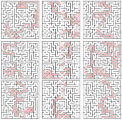 Vector maze set, labyrinth collection pattern