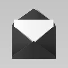 Black color realistic envelope mockup
