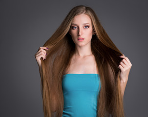 young woman with long beautiful hair