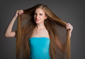 young woman with long beautiful hair