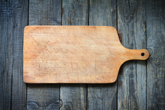 Old retro vitnage empty cutting board food concept background