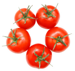  ripe tomatoes isolated on white background
