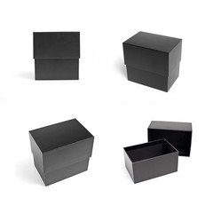 Set of closed and opened boxes for packaging on a white background.