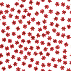 seamless pattern of colored flowers on a white background.
