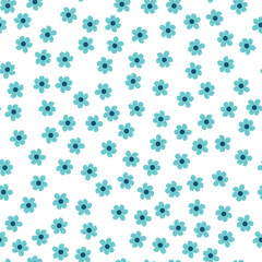 seamless pattern of colored flowers on a white background.