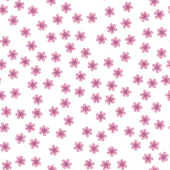 seamless pattern of colored flowers on a white background.