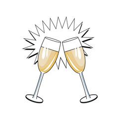 Champagne cups toast icon vector illustration graphic design