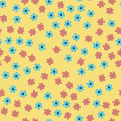 Fototapeta na wymiar abstract seamless pattern of flowers on a yellow background. For prints, cards, invitations, birthday, holidays, party, celebration, wedding, Valentine's day.