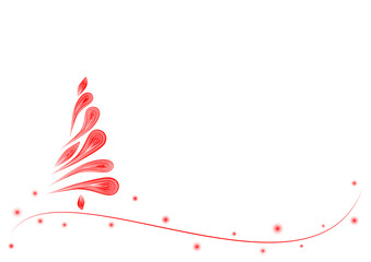 red elegant Christmas tree isolated on white background, horizontal vector illustration